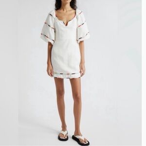 FARM Rio White Mini Dress with Colorful Stripes